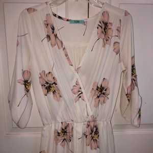 White Floral Long Sleeve Romper